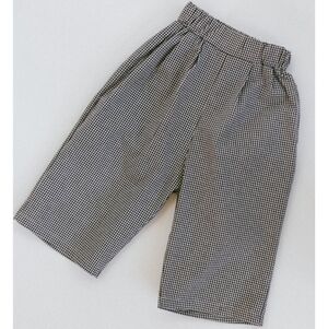 Kids Gingham Elastic-Waist Casual Bottoms in Brown & White